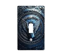 Eagle Single Light Switch Cover Plate, Emblematic Classic Laurel Shield None Blue Plastic Standard Size Toggle Light Switch Cover for Home Living Room Bedroom Bathroom Decor (Single)