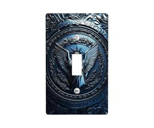 Eagle Single Light Switch Cover Plate, Emblematic Classic Laurel Shield None Blue Plastic Standard Size Toggle Light Switch Cover for Home Living Room Bedroom Bathroom Decor (Single)