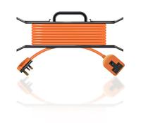 Eagle Single UK Plug to Socket Power Extension Lead Cable with H Frame Cable Tidy Reeler, Carry Handle, Orange Cable for DIY and Domestic Use 13 Amps 15m