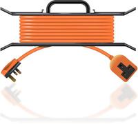 Eagle Single UK Plug to Socket Power Extension Lead Cable with H Frame Cable Tidy Reeler, Carry Handle, Orange Cable for DIY and Domestic Use 13 Amps 10m