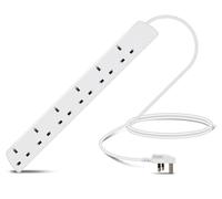 Eagle Six Gang Mains Power 13A Extension Socket to 13A UK Plug Lead Cable, British Standards BS1363 2m