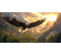 Eagle Sky Diamond Painting Kits for Adults & Kids, 5D Full Drill Round Diamond Art Craft, DIY Gem Art Painting by Numbers for Home Wall Decor, Beginner Friendly, Stress Relief Gift 50 x 100cm A-454