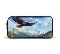 Eagle Soaring Above Mountains Pencil Case Pen Box Stationery Bag Makeup Organizer Multifunctional Pouch Holder
