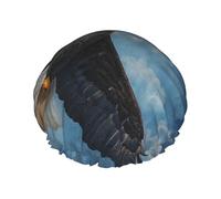 Eagle Soaring in the Sky Double Layered Women'S Long Hair Waterproof Shower Cap Reusable