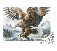 Eagle Soaring Mountain 1000 Piece Jigsaw Puzzles Eagle on Snowy Rock for Adults Educational Game Beautiful Decoration Difficult Challenging Birthday Gifts 52x38cm