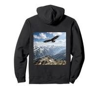 Eagle Soaring Mountain Peaks Sky Wildlife Scene Pullover Hoodie