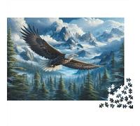 Eagle Soaring Mountains_1 1000 Piece Jigsaw Puzzles for Adults Featuring Artistic Design Centenary Jigsaws As Dementia Friendly Activities for Concentration Games 38x26cm/1000pcs