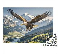 Eagle Soaring Mountains 1000 Piece Jigsaw Puzzles for Adults Featuring Artistic Design Jigsaws for Adults As A Mind Relaxation Puzzle for Holiday Activity 38x26cm/1000pcs