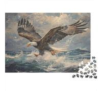 Eagle Soaring Ocean Colourful Eagle in Storm Sky 1000 Pieces Jigsaw for Adults The Impossible Challenge Brain Development 38x26cm/1000pcs