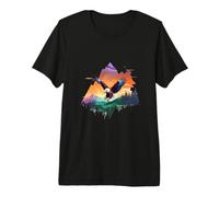 Eagle Soaring Over Mountain Sunset Design Premium T-Shirt