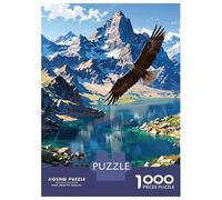Eagle Soaring Rocky Mountains 1000 Piece Jigsaw Puzzle, Historic Square Architecture, Screen-Free Fun, Matte Printed Jigsaw, for Travel Lovers, 70x50cm/1000pcs