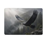 Eagle soaring through misty forest Area Rug 150 x 100 cm, Soft Non Slip | Soft living room rug with clear heat transfer print; works well in smaller rooms; for bedroom and living room
