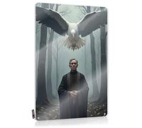 Eagle Soars Over Cleric In Misty Forest Cool Room Decorations Patio Hanging | Pretty Cool Wall Decor Fun Vintage Metal Wall Decor(20X30CM)