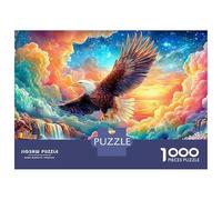 Eagle Soars over Waterfalls at Sunset 1000 Piece Jigsaw Puzzle Majestic Eagle Perfect Birthday Present for Kids & Adults 38x26cm/1000pcs