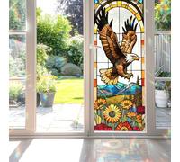 Eagle Stained Glass Window Film, Decorative Eagle with Flower Stained Glass Window Film, Eagle with Flower Stained Glass Window Film for Bathroom Door Heat Anti UV RA03