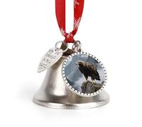 Eagle Standing on a Rock Christmas Bells Decor with Dual Pendants for Christmas Tree Wreath Decoration, Sleigh Bells Ornaments, Weddings, Winter and Holiday