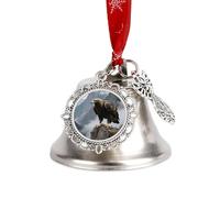Eagle Standing on A Rock Christmas Jingle Bells Decoration Silver Craft Bell with Dual Pendants for DIY Xmas Tree Wreath Decor Hanging Sleigh Bell Ornaments Wedding Winter Holiday Party Favors