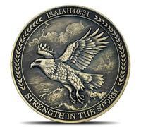 Eagle Strength Challenge Coin, Isaiah 40:31 Strength in The Storm, Inspirational Christian Medallion