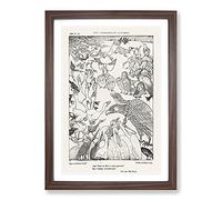 Eagle Surrounded by Birds by Theo Van Hoytema Framed Print | A2 Walnut Framed Wall Art | Ready to Hang | Modern Animal Picture | Living Room Bedroom Lounge Office