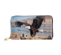 Eagle Taking Flight print Wallet for Travel, Leather Wallet with Zipper