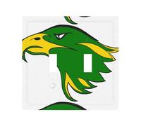 Eagle Team Logo Modern Leather-Textured Dual Rocker Switch Plate Cover â€“ Premium Pc Material Wall Plate for Residential & Commercial Use, Full-Panel Printed Design with Decorative Painted Screws