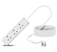 Eagle Three Gang Mains Power 13A Extension Socket to 13A UK Plug Lead Cable, British Standards BS1363 15m