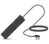 Eagle Three Gang Mains Power 13A Extension Socket to 13A UK Plug Lead Cable, British Standards BS1363 2m