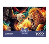 Eagle Throne 1000 Piece Jigsaw Puzzle: Eagle Facing Roaring Lion for Adults Teens Educational Game Decompression 52x38cm/1000pcs