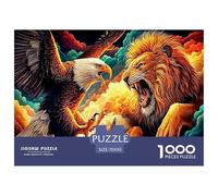 Eagle Throne Adult Jigsaw for Wall Decor: Eagle Facing Roaring Lion Educational Game Decompression 1000Pc 70x50cm/1000pcs