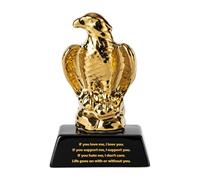 Eagle Trophy, Ceramic Golden Hawk Statue for Home Decor, Gold Award Statues Gifts Figurine Hawk Trophy Decor for Home & Office