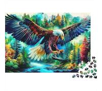 Eagle Truck 1000 Piece Mental Stimulation Puzzle for Adults Bald Eagle Forest River Premium Thick Sturdy Challenging Stress Relief 38x26cm/1000pcs