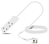 Eagle Two Gang Mains Power 13A Extension Socket to 13A UK Plug Lead Cable, British Standards BS1363 3m