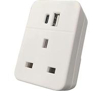 Eagle UK To UK Adaptor Plug With USB A & USB-C Ports | Safe Dual Charging for 2 Devices | 3-Pin Plug for Additional Electronics | Fast Charge Technology