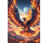 Eagle Under The Moon with Fiery Wings 500-piece Jigsaw Puzzle Bundle Wildlife Pet Cute Family Puzzle Lovers Brain Training Mindful Activity Spring Creativity & Gift Giving 500