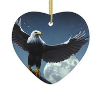 Eagle Under The Stars A 2.9-inch Ceramic Christmas Ornament with a Printed Heart is Perfect for windowsills fireplaces and Living Rooms