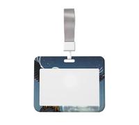 Eagle Under The Stars Id Badge Holder with Lanyard-Horizontal Card Protector, Clear Abs Hard Shell for Work Office Events