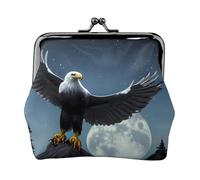 Eagle Under The Stars Leather Coin Purse for Women-Small Kiss Lock Wallet, Mini Card Holder for Keys Lipstick, Cute Change Purse for Travel