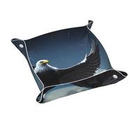 Eagle Under The Stars Leather Storage Tray Small Stylish and Personalized Small Items and Cosmetics Organizer