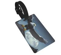 Eagle Under The Stars Luggage Tags for Suitcases - Durable PVC ID Tags with Detachable Straps for Travel, Backpack, Golf Bag, Anti-Loss