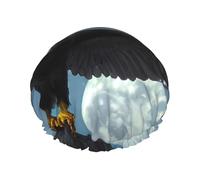 Eagle under the stars One Size Double-layer shower cap prevents hair from getting tangled during showering and skincare.