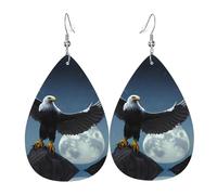 Eagle under the stars Patterned leather earrings - Women's earrings, suitable for daily wear, parties, dates, etc.