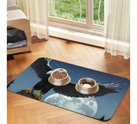 Eagle under the stars Pet Absorbent Leather Placemat 40x60cm Beautiful Design Cat and Dog Bowl Mat Portable Storage