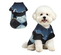 Eagle Under the Stars Pet Hawaiian Shirt - Soft Peach Skin Button-Down top, Casual Beach Style Large