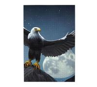 Eagle under the stars Picture puzzle.Wooden Jigsaw Puzzle for Adults Kids, Challenging jigsaw puzzle decorations