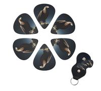 Eagle under the stars Print Guitar Picks 6 Pack Guitar Plectrums with Pick Holders Bass Picks For Acoustic Guitar Bass Electric Ukulele Includes 0.46mm, 0.71mm, 0.96mm