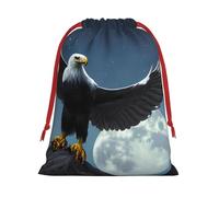 Eagle under the stars Print Holiday Drawstring Bag, Treat Pouch Wrap,Reusable Event Favor,Daily Storage Bag M