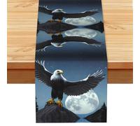 Eagle under the stars Print Linen-Style Table Runner 13x72 Inch - Indoor Kitchen Dining Table and Family Gathering Decoration