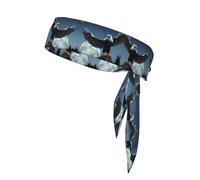 Eagle Under The Stars Printed Sports Headband, Double-Sided with Ties, Versatile for Jogging, Cycling, or Exercising.
