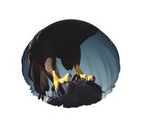 Eagle under the stars Shower Cap Reusable Elastic Bath Caps Waterproof Bath Hair Hat for Women Men Spa Salon Large Shower Bonnet Double Layer Bathing Hair Cap for Long Hair, Braids