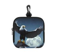 Eagle Under the Stars Small Zip Pouch-Waterproof Neoprene Storage Bag for Earbuds, Keychain Clip Case for Coins Cards USB, Travel Organiser